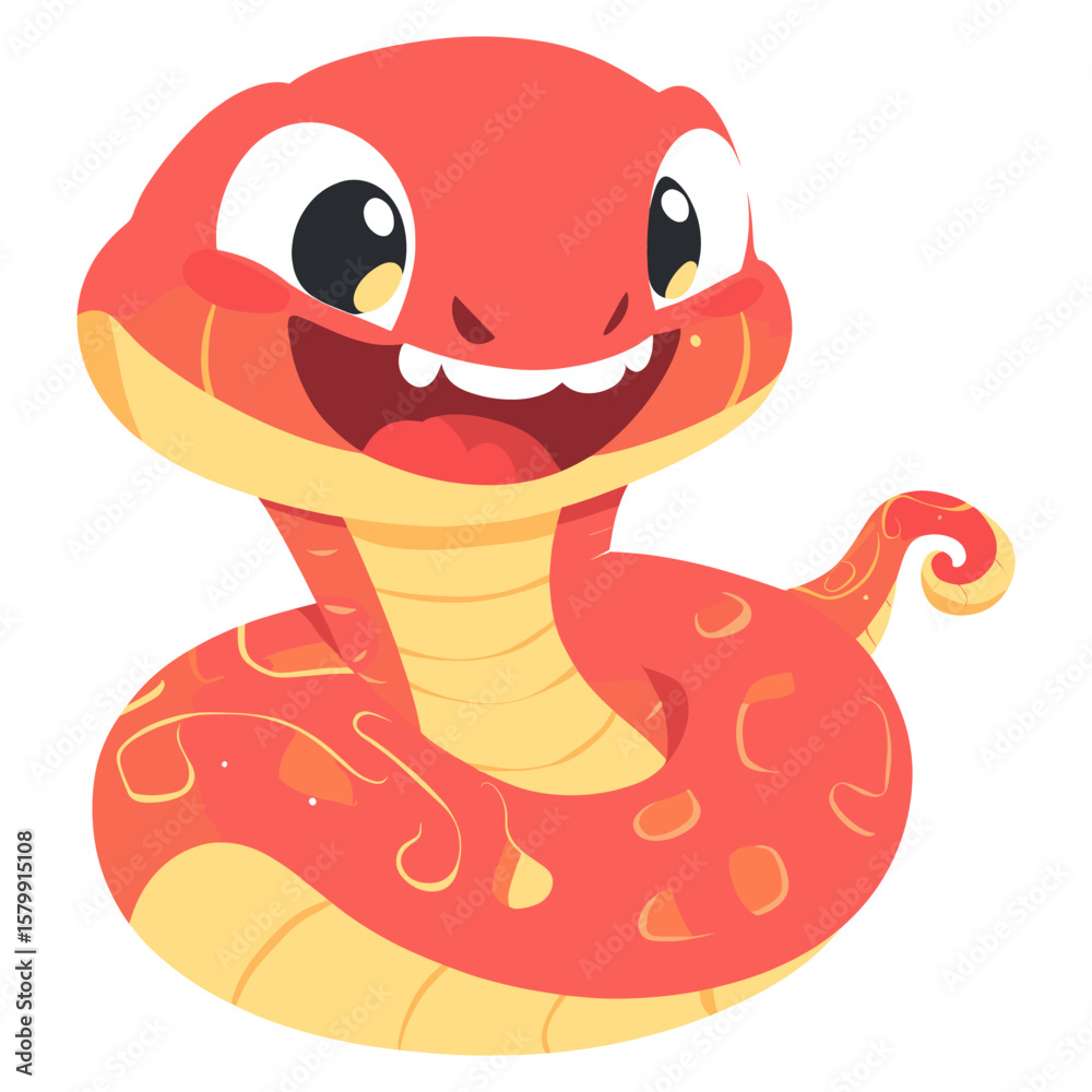 Naklejka premium Red snake character cartoon animal cute vector