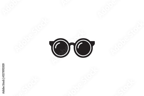 Round Glasses Icon in Black and White Minimalist Design Simple Eyewear Optical Accessory Circle Lens Silhouette