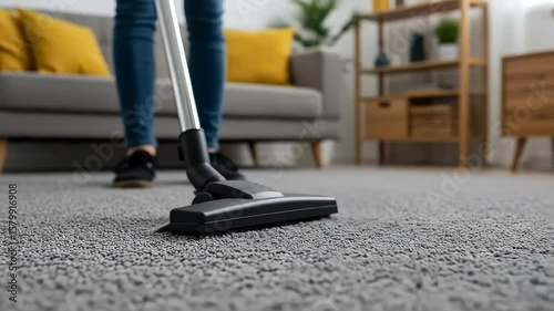 Wallpaper Mural Woman Cleaning Gray Carpet In A Modern Living Room Torontodigital.ca