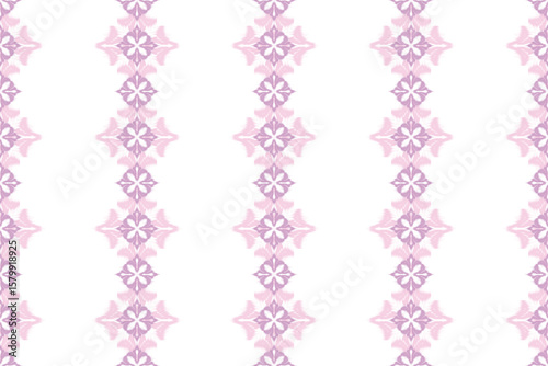 Hand-drawn seamless Ikat vector pattern in soft pastel. Ethnic and minimal design ideal for fabric, wallpaper, home decor, and packaging.
