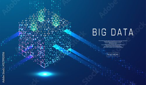 Abstract big data visualization. Big data code representation. Futuristic network or business analytics. Graphic concept for your design