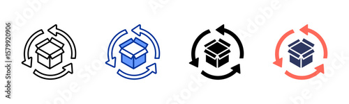 Recycle Box icon sheet multiple style collection