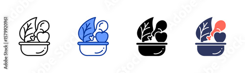 Fresh Food icon sheet multiple style collection