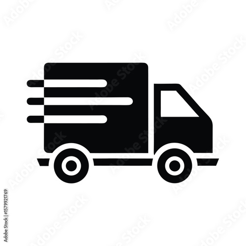 Delivery Truck With Motion Lines Icon Vector Illustration