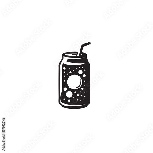 Soda black and white silhouette icon	