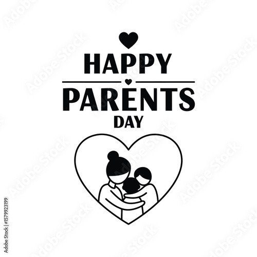 Happy Parents Day Family Love Heart Graphic Parents and Child Illustration