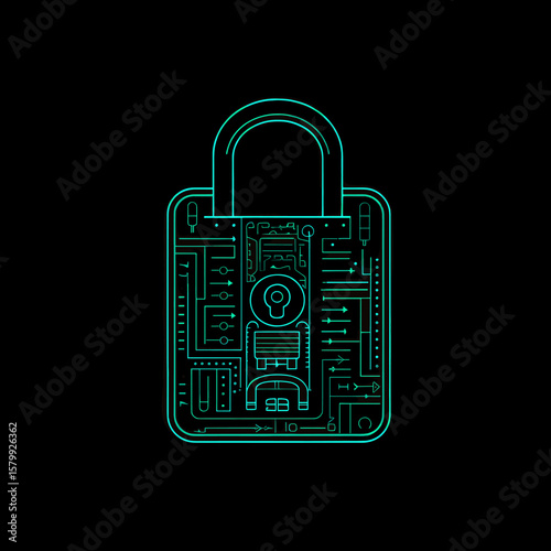 Lock security digital illustration vector
