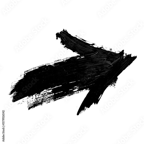 Hand-drawn grunge brush stroke arrow texture black art vector