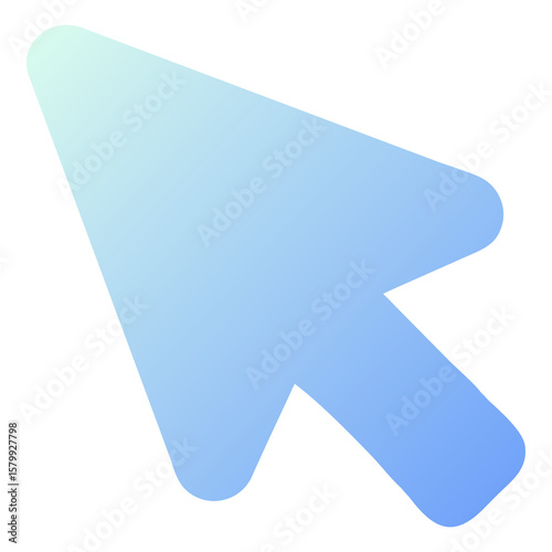 Modern blue gradient computer mouse cursor pointer isolated on transparent background