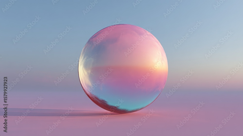 Iridescent sphere on pastel background Iridescent sphere on pastel background