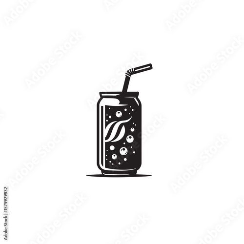 Soda black and white silhouette icon