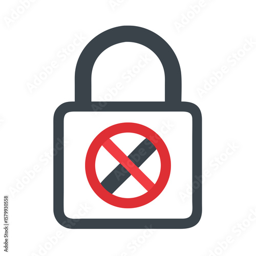 Security Breach Locked Padlock with Restriction Symbol for Conceptual Protection