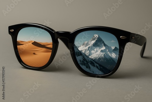 Wallpaper Mural A Unique Perspective on Dual Realities Through Reflective Sunglasses with Desert and Mountain Views Torontodigital.ca