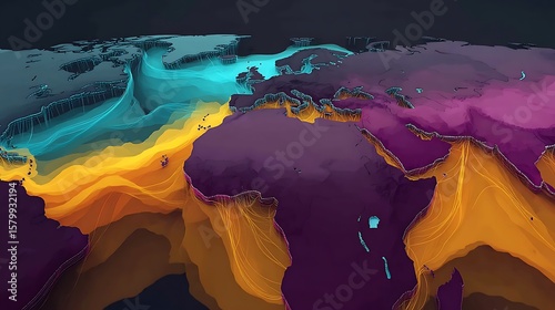 Abstract World Map with Europe Africa and Middle East