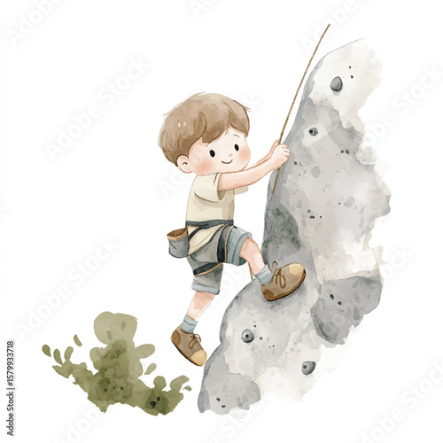 a boy Rock Climbing