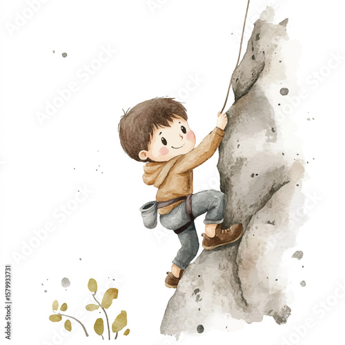 a boy Rock Climbing