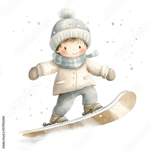 a boy Snowboarding