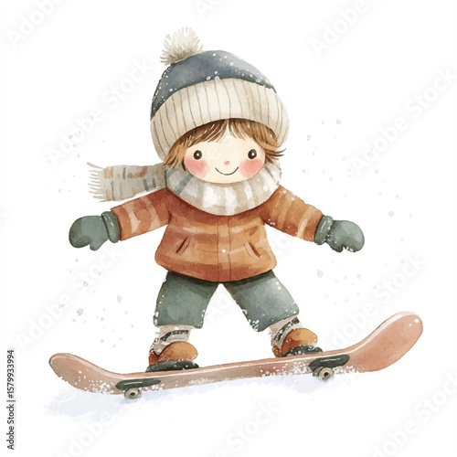 a boy Snowboarding