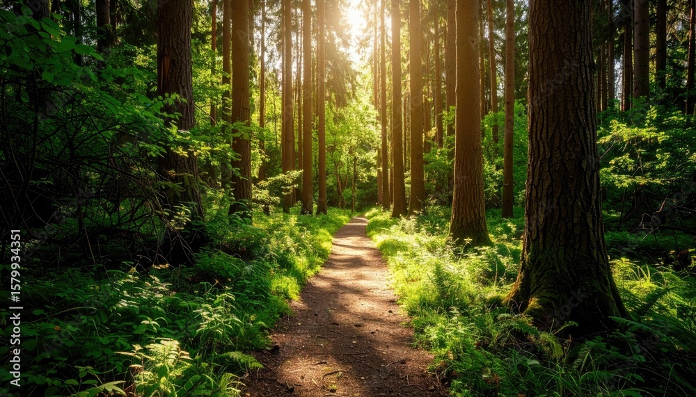 Obraz premium Sunlit forest path (12)
