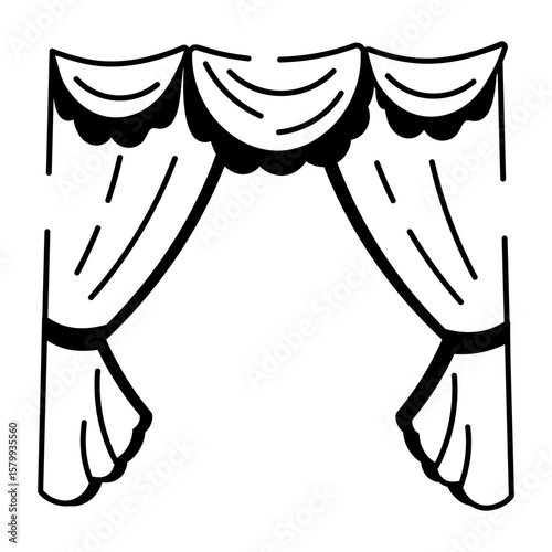 A drawing style icon showing stage curtain
