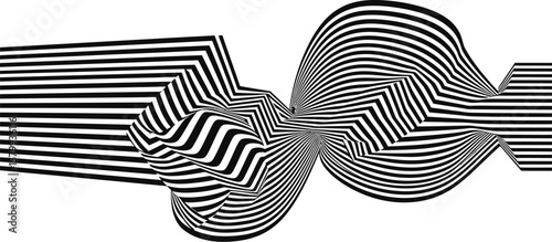 Abstract black and white striped optical illusion background for graphic design and modern art projects