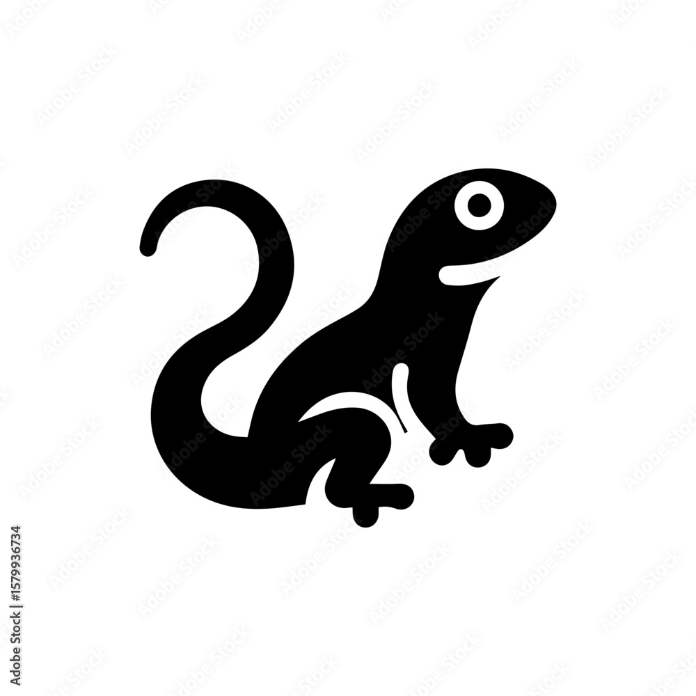 Obraz premium lizard icon, cute reptile silhouette, funny character on transparent background png