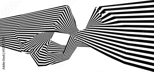 Abstract optical illusion art black and white lines pattern modern graphic design wallpaper background image 3d