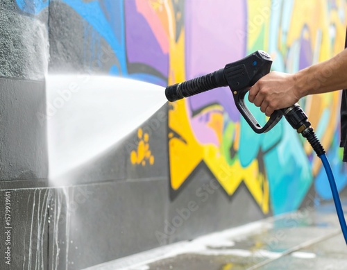 Pressure Washing Concrete Wall Graffiti Removal Process