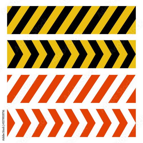 Warning yellow line pattern. Warning tape, construction or police barrier sign. Vector illustration.