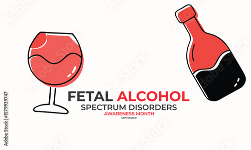 Fetal alcohol spectrum disorder month. background, banner, card, poster, template. Vector illustration.