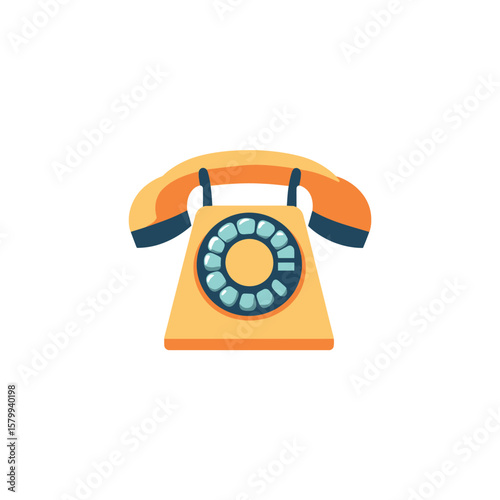 Yellow Rotary Phone with Dark Teal Accents on White Background