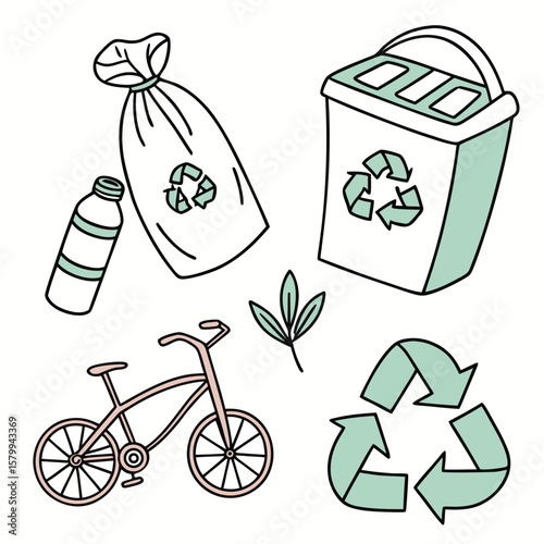 Zero waste lifestyle flat icons