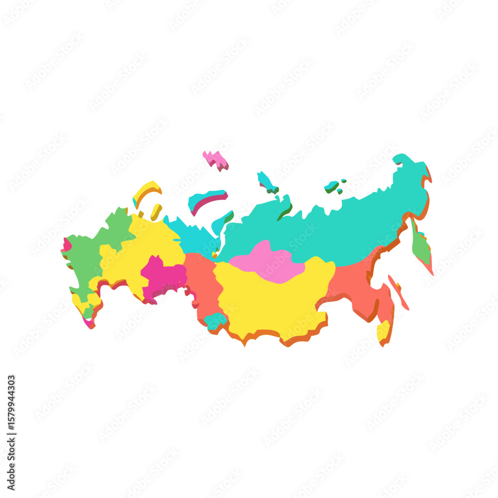 Obraz premium Colorful Russia Map Illustration Regions and Geography Representation