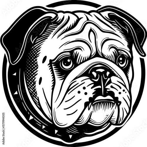 bulldog (linocut style)