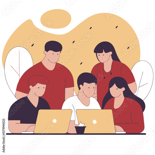 Team Collaboration Group of People Working Together on Laptops in a Creative Environment for Business Innovation and Success