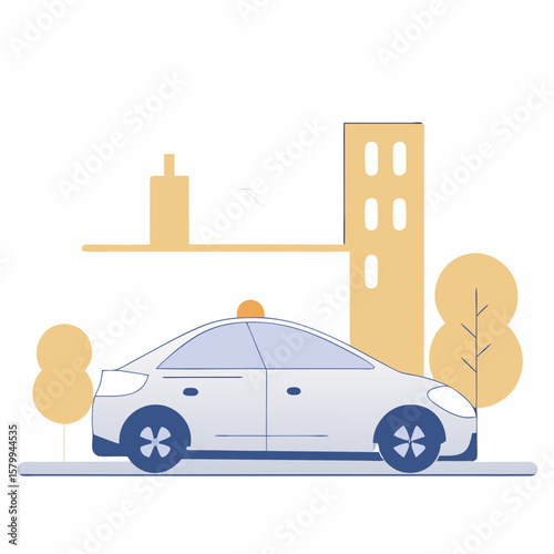 Modern Taxi Service Illustration A Flat Design for Urban Transportation and City Navigation