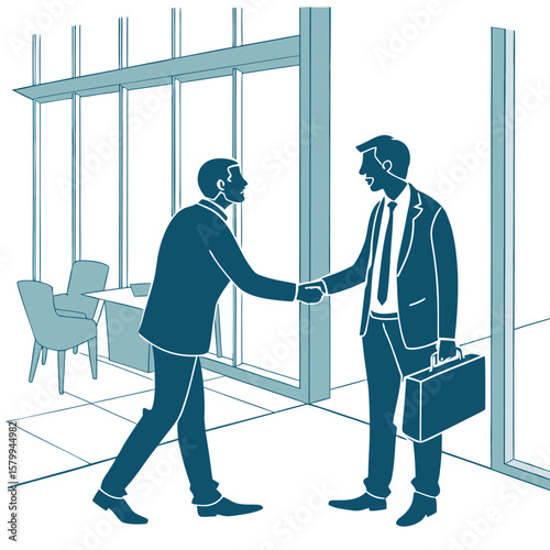 Business Meeting Illustration Agreement and Collaboration in Office Setting