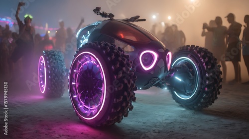 Futuristic Vehicle at Outdoor Gathering