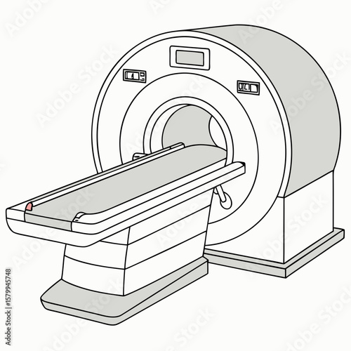 Detailed Illustration of a Magnetic Resonance Imaging (MRI) Machine for Medical Diagnostics