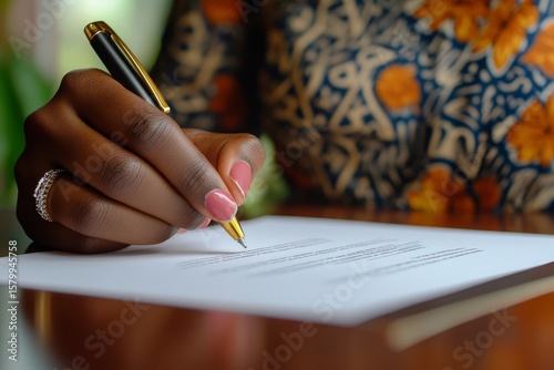 Tenant signing a contract to rent an apartment with a landlord, completing the rental agreement for a new home, Generative AI