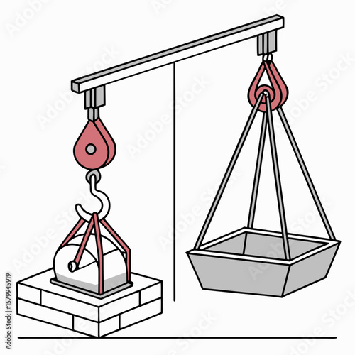 Weight Balance Illustration A Simple Crane System Lifting and Balancing Two Different Loads for Equal Weight Distribution
