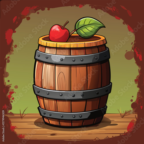 Vintage wooden wine barrels and fresh grapes, isolated on white, evoke a cellar's rich, aged alcohol storage