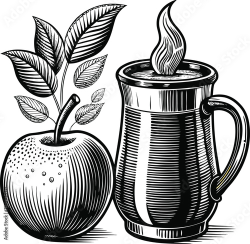 Coffee or tea in a cup, a hot beverage icon design