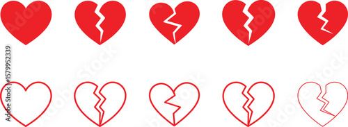 Broken Heart Icons: Love, Relationship, Sadness, Divorce, Infidelity, Grief Symbol