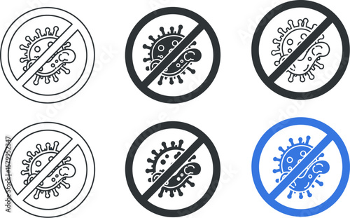 Stop virus infection vector icon set no virus protection coronavirus symbol