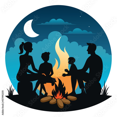 Romantic couple doing yoga by the sea at sunset, a serene silhouette illustration of love and nature