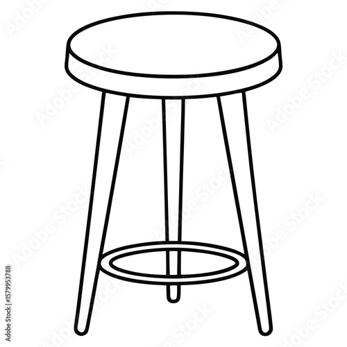 Illustration of a simple stool isolated on transparent background