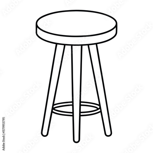 Illustration of a simple stool isolated on transparent background