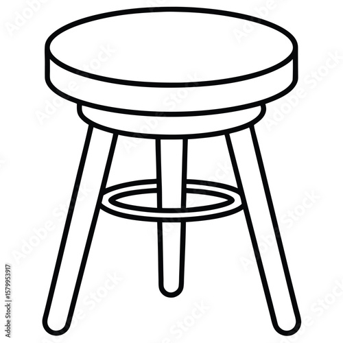 Illustration of a simple stool isolated on transparent background