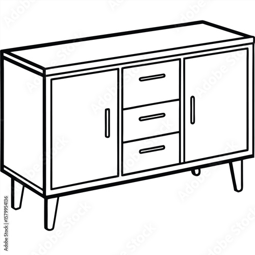 Illustration of a cabinet with doors isolated on transparent background